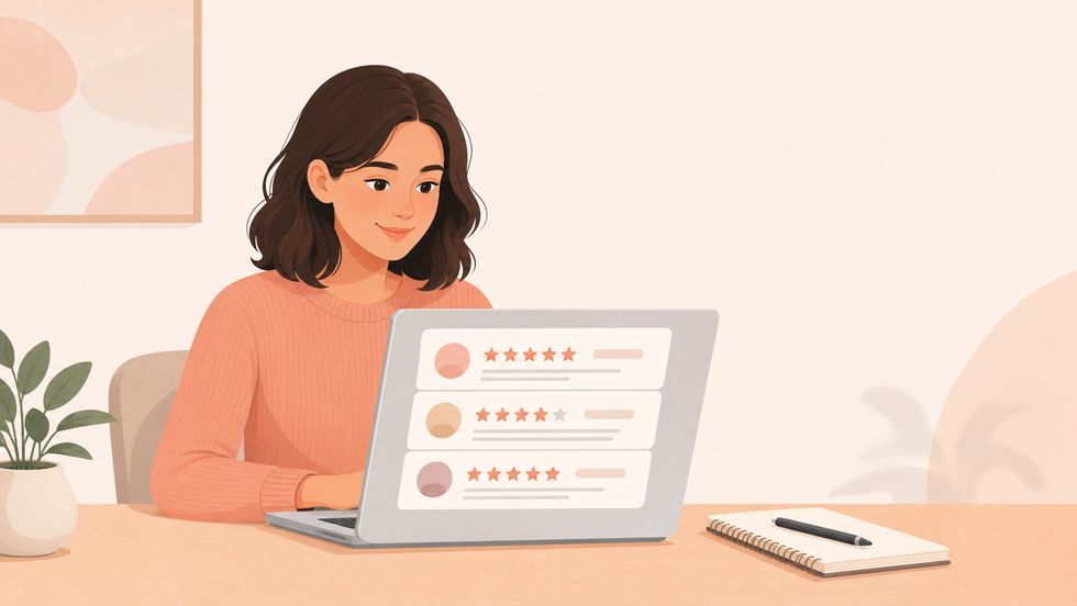 ライバー事務所の口コミを精査している様子