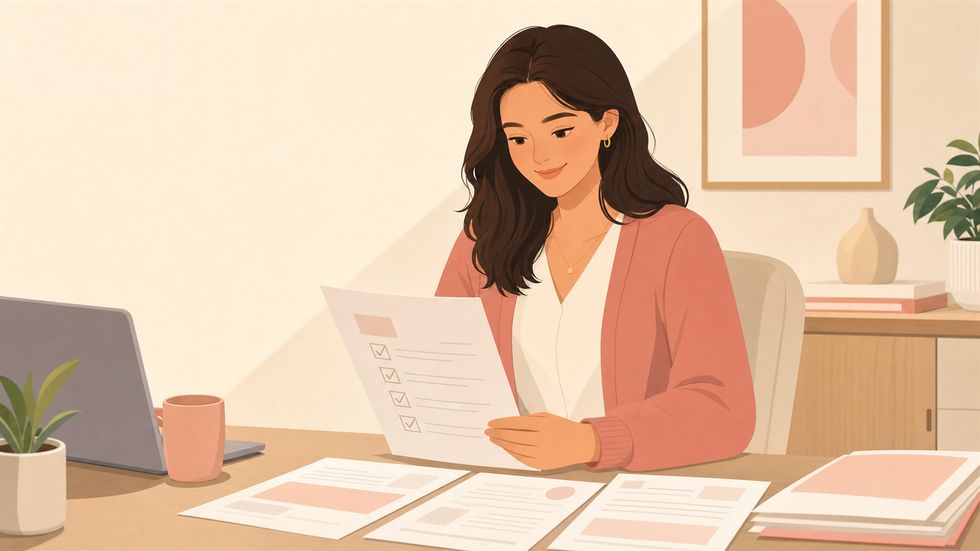 契約書と質問リストを確認するライバー志望者