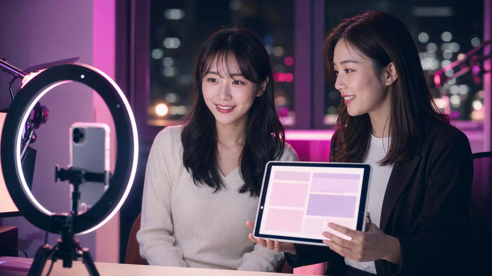 スタッフからフィードバックを受けながら配信スキルを磨くライバー