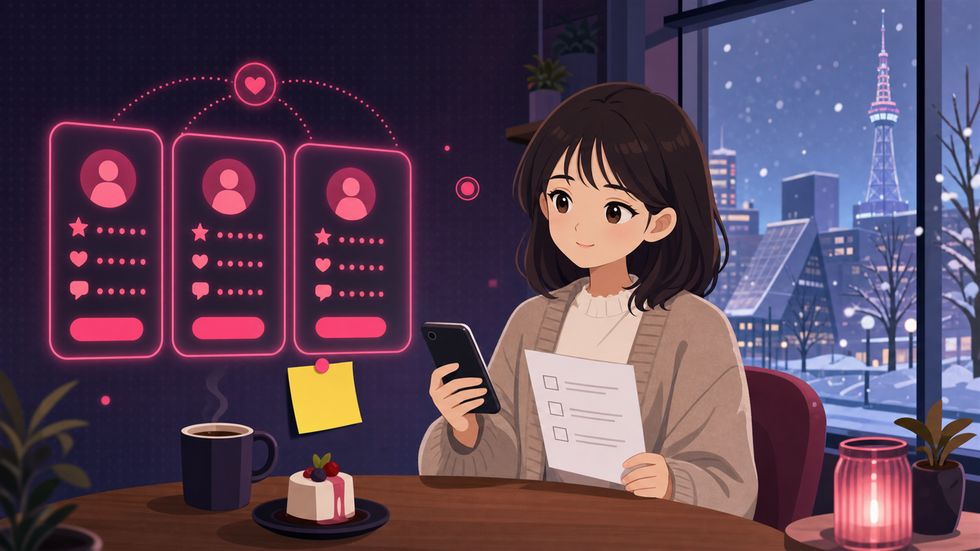 ライバー事務所を比較検討する女性のイメージ
