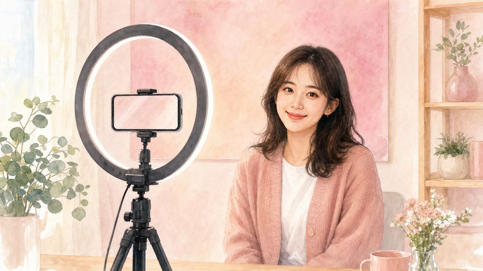 TikTok LIVEに最適なリングライトとスマホスタンドを使った配信ブースのセッティング
