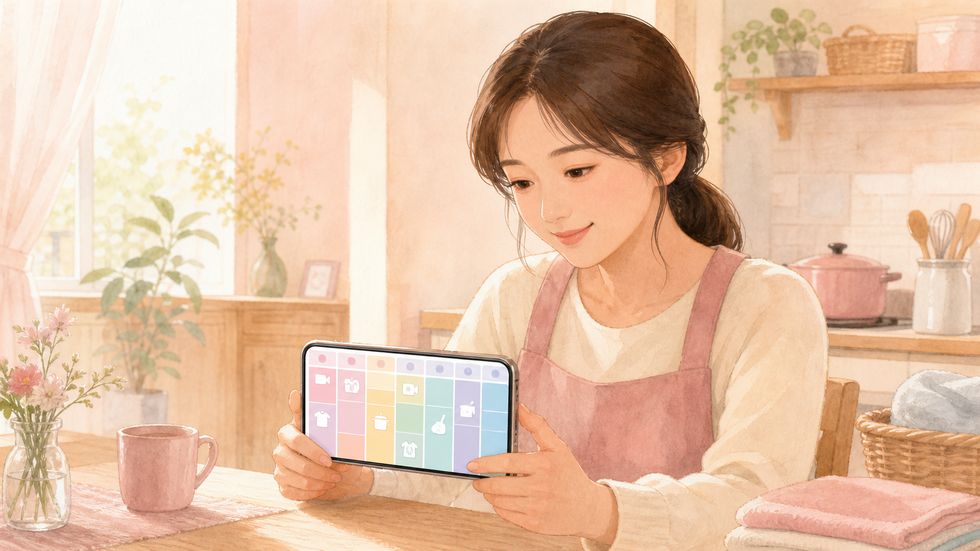 主婦ライバーが配信スケジュールを計画するイメージ