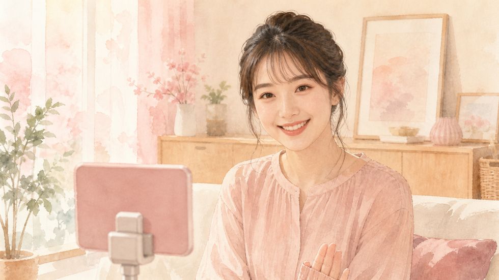 在宅のスキマ時間にTikTok LIVEを配信する主婦ライバーのイメージ