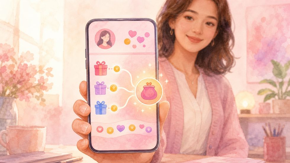 投げ銭からライバーへの報酬が変換される仕組みを示すスマートフォン画面のイメージ