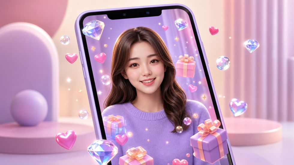 TikTok LIVEのギフトとダイヤモンドが表示されたスマートフォン画面