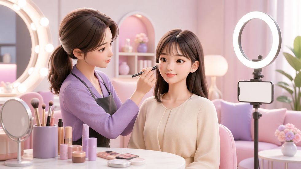 専属メイクアップアーティストによるライバー向けビジュアルサポートの様子