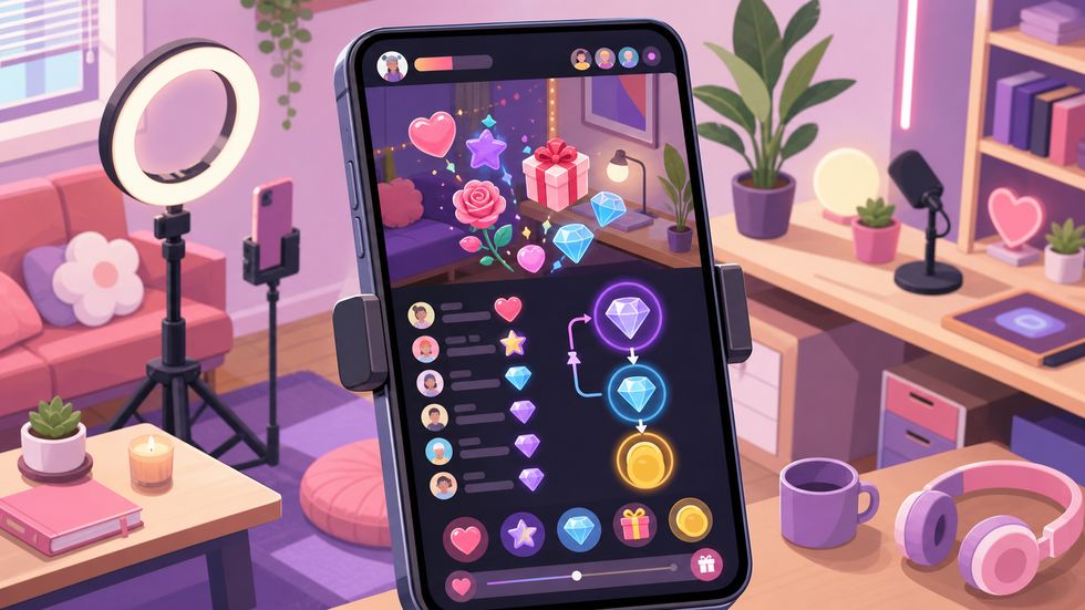TikTok LIVEのギフトがコインからダイヤに変換されて現金化される仕組みの図解
