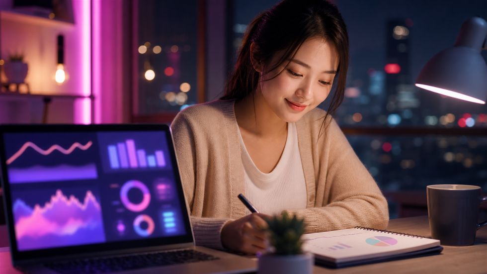 TikTok LIVE配信後にデータをノートに記録して伸びない原因を特定しているライバー