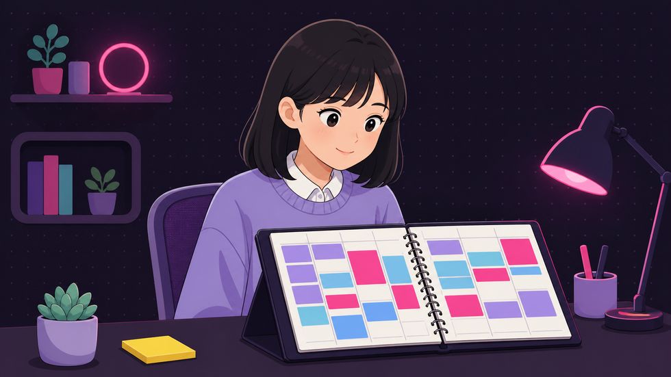 大学生がライバー活動と学業を両立するためのスケジュール管理のイメージ