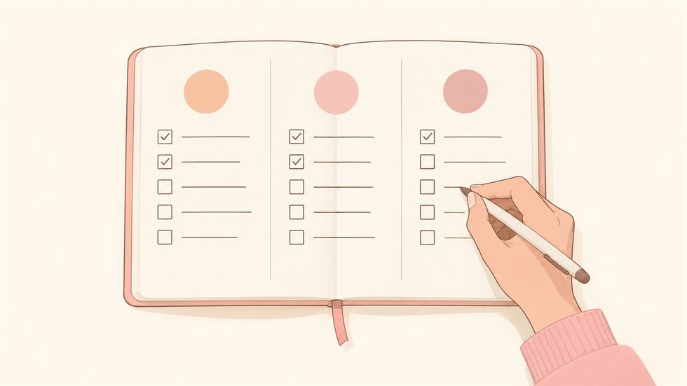 配信頻度・振り返り・対話の3つの習慣目標を記録するノート
