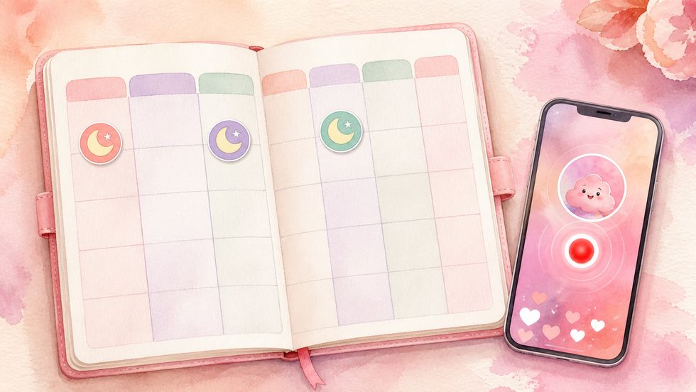 週3回の配信スケジュールを示すカレンダーとTikTok LIVE通知のスマホ