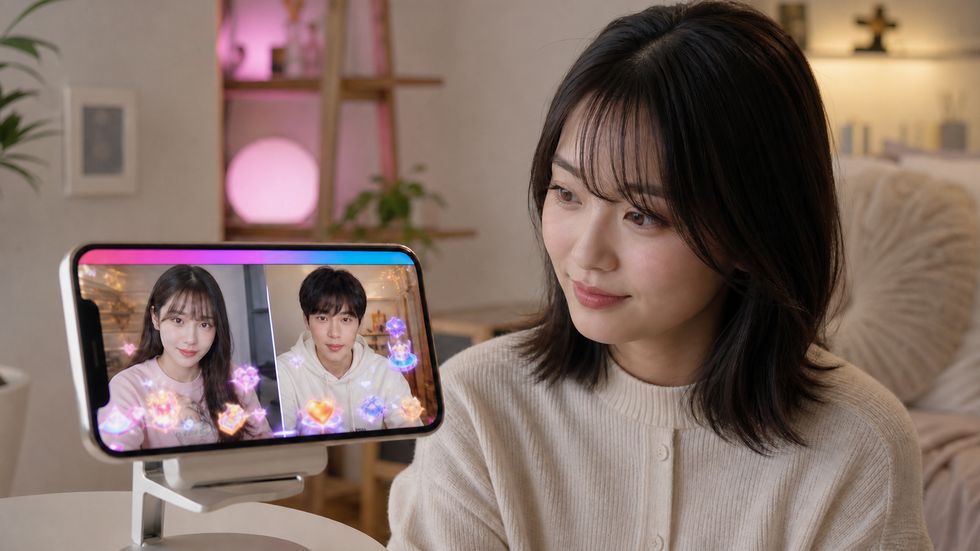 TikTok LIVEマッチ画面のイメージ・対戦相手と並ぶ配信画面とギフト演出