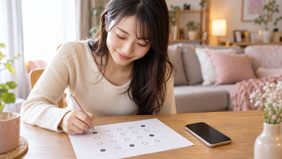 TikTok LIVE 配信ジャンルの決め方を5つの基準軸で採点する様子