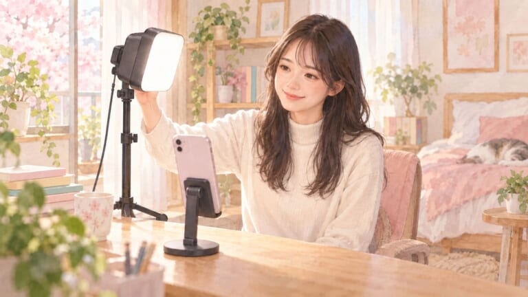 TikTok LIVE 照明 スマホ 自宅｜顔が映える位置と色味