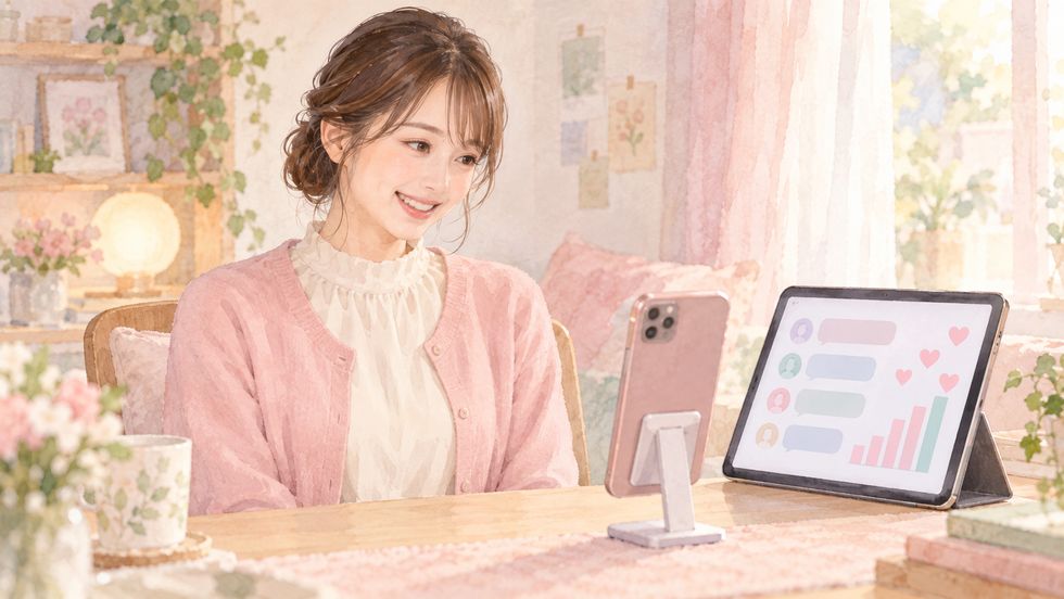 配信中にコメントやエンゲージメント指標を確認しながらランキング上位を目指すライバー